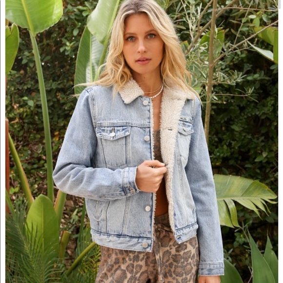 Rollas Sherpa Denim Jacket Stella Blue 